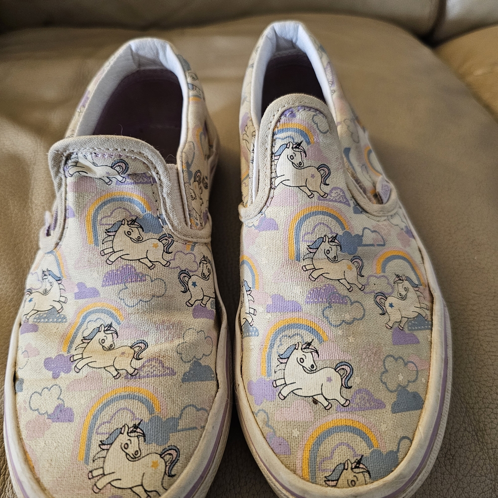 Vans Kids Unicorn Slip-On Sneakers - Purple and Cream